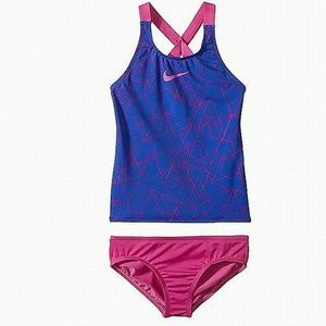 Nike  Pink Blue Girls Size Medium M Crossback Tank